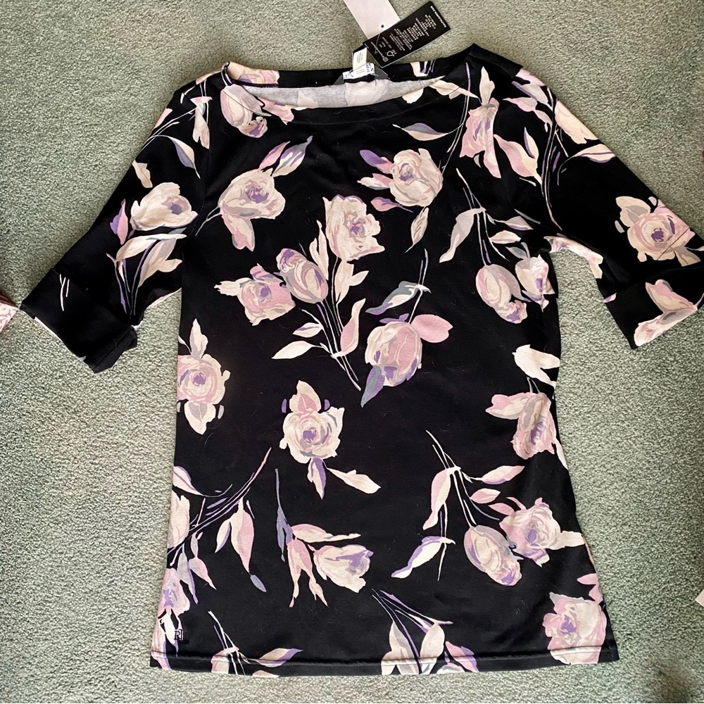 🆕 LRL Floral Stretch Cotton Slim Fit Boat
Neck Tee Shirt - Medium - Picture 3 of 6